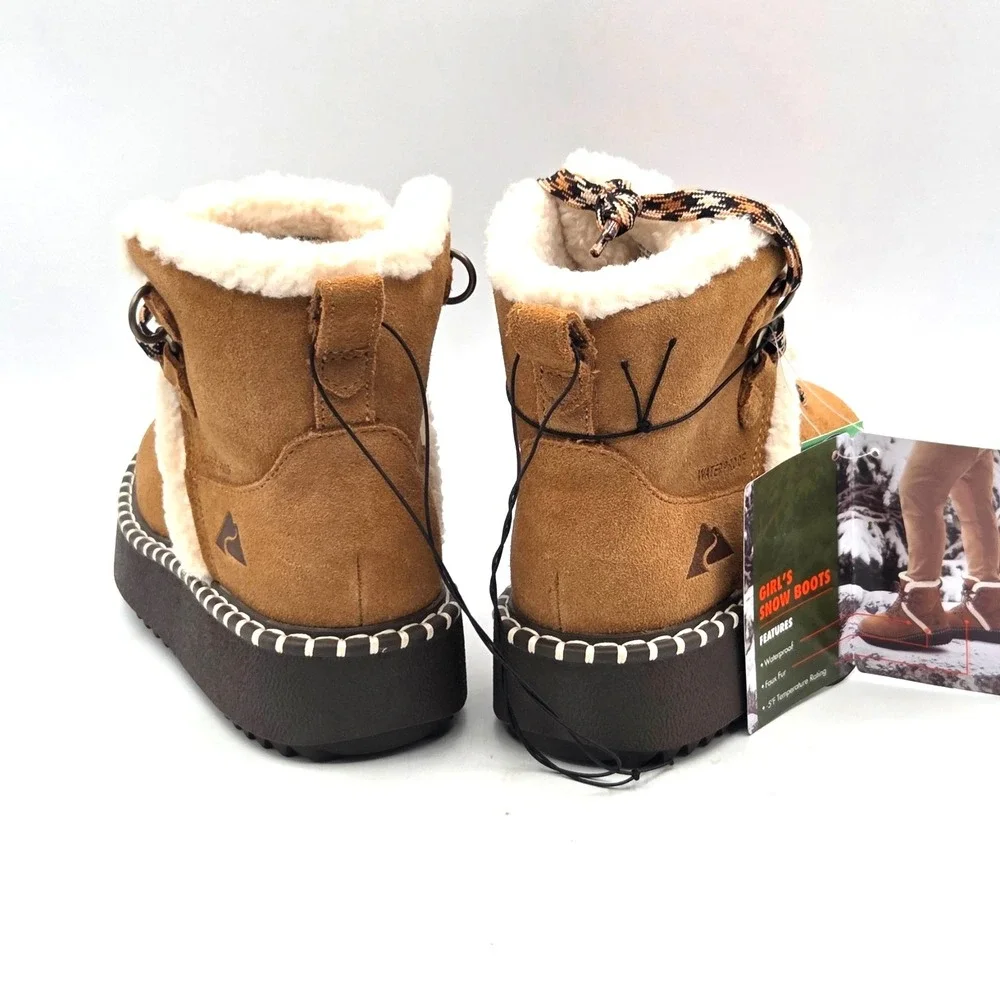 OZARK TRAIL LITTLE GIRLS SUEDE SNOW BOOTS, SZ 1, 3M THINSULATE, WATERPROOF‎ NWT